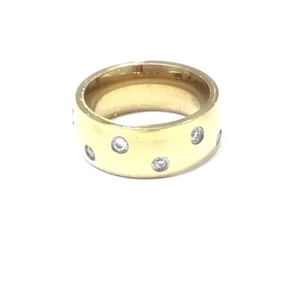 Stainless Steel Gold Band with Faux Diamond